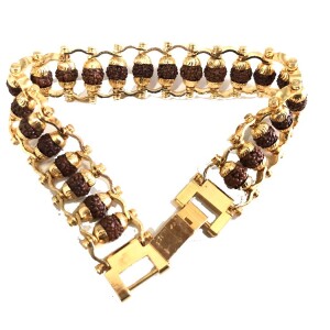 5 Mukhi 12mm Rudraksha Bracelet Gold Gilding Capping