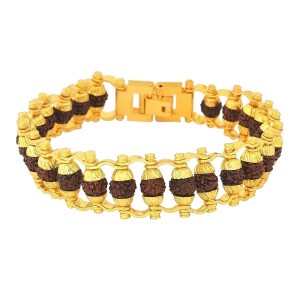 5 Mukhi 13mm Rudraksha Bracelet Gold Gilding Capping