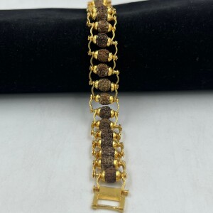 5 Mukhi 15mm Rudraksha Bracelet Gold Gilding Capping