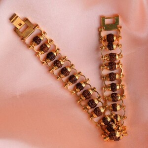 5 Mukhi 18mm Rudraksha Bracelet Gold Gilding Capping