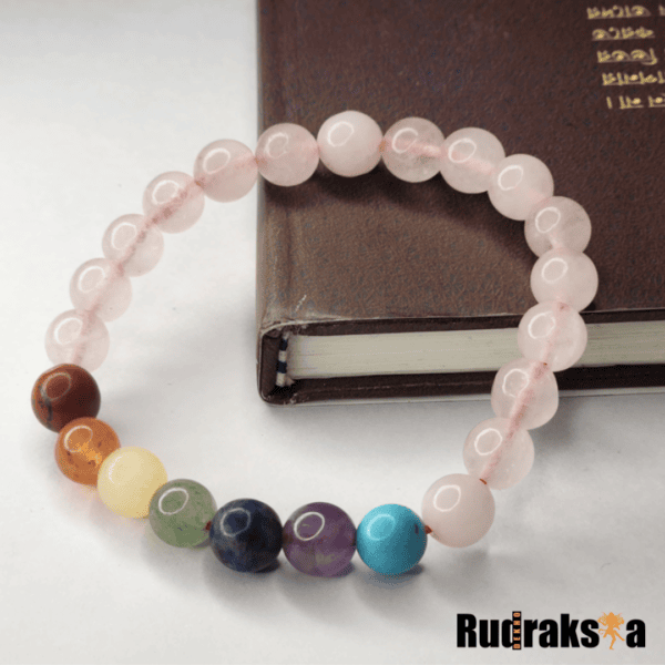 rose quartz & 7 chakra bracelet